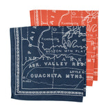 Ozarks map bandana cotton Ozark uplift mountains Arkansas Missouri Neckerchief Handkerchief Mollyjogger St Louis Kansas City Springfield Fayetteville
