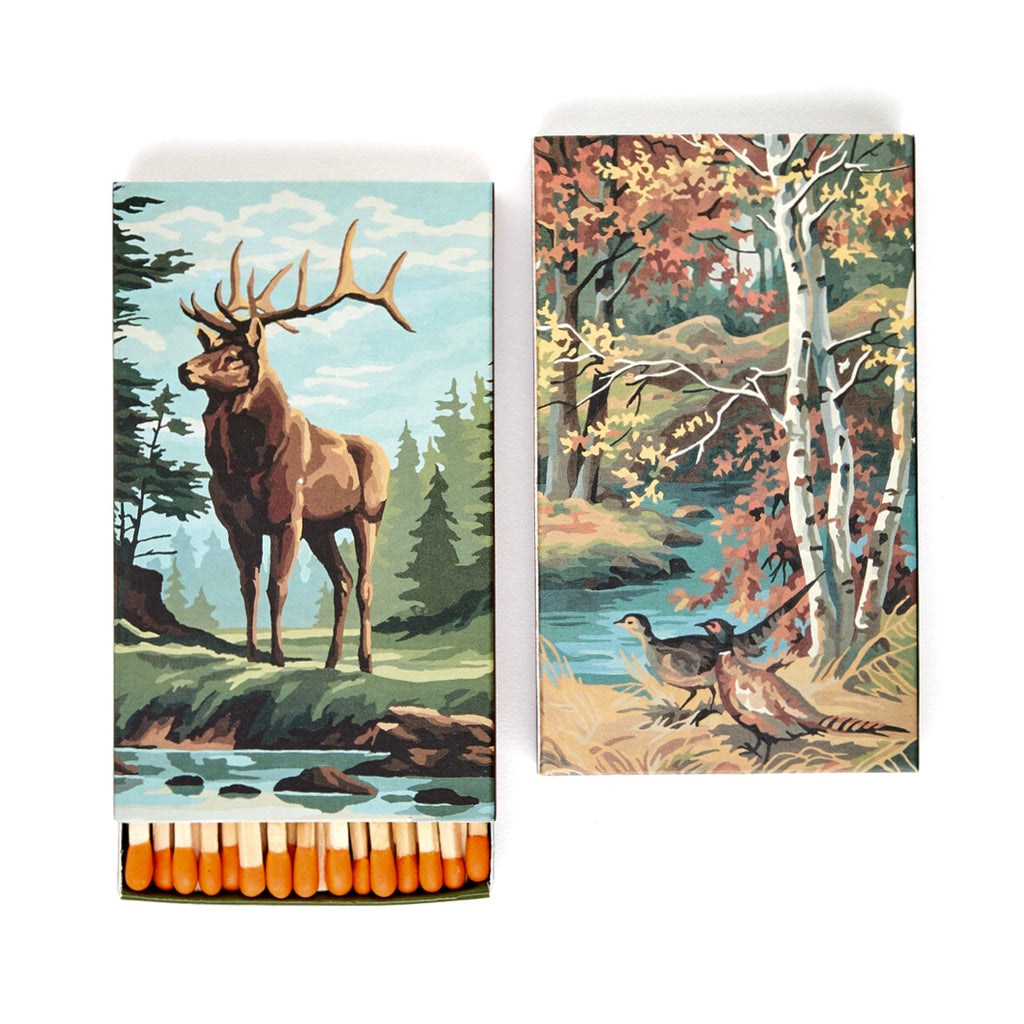 Safety Matches Mollyjogger long stag pheasant autumn candles cigar hearth deer pheasant mollyjogger classic painting